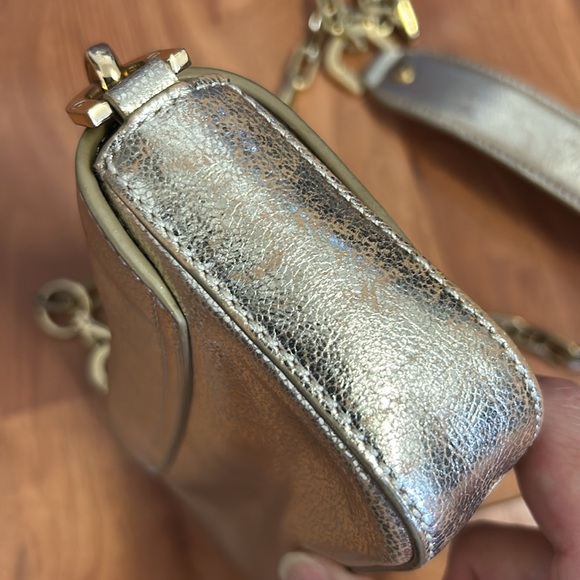 Authentic Tory Burch Gold Leather Purse / Clutch